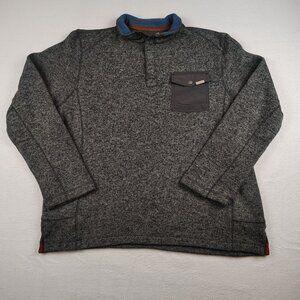 Woolrich Fleece Pullover Sweater Mens Large Gray 1/4 Snap Mock Neck Outdoor